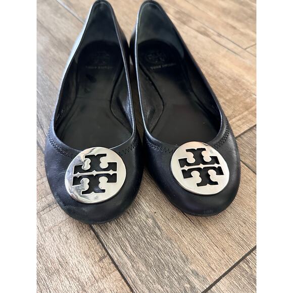 Tory Burch Women's Black Leather Reva Ballet Flats Size Size 7.5 - Picture 16 of 16